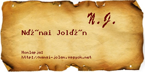 Nánai Jolán névjegykártya